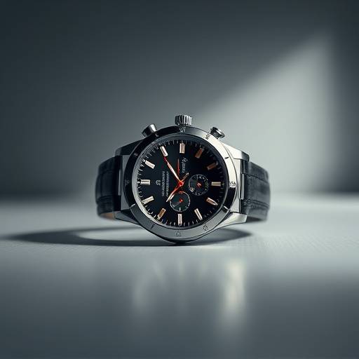 A stylish product shot of a luxury watch against a minimalist background.